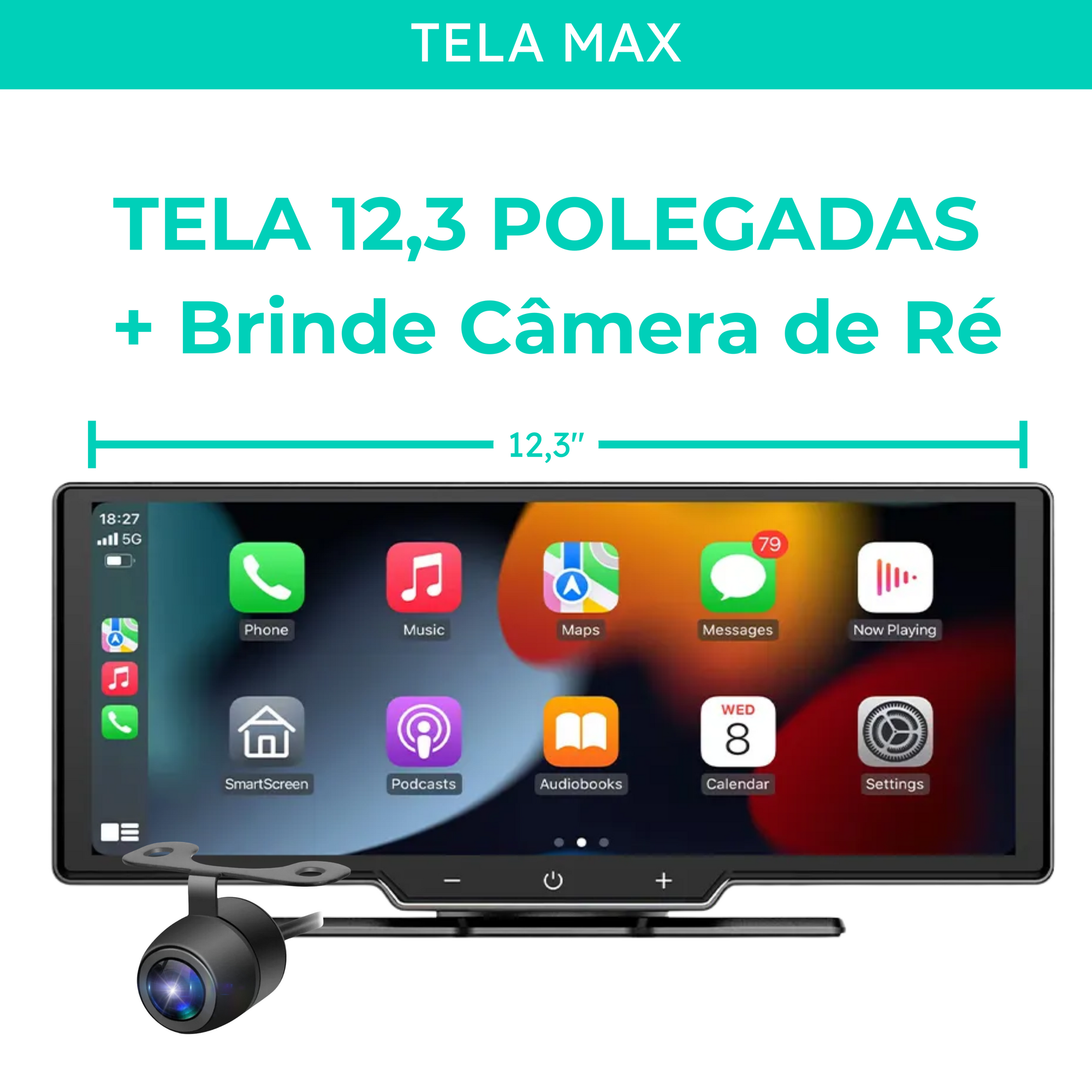 WyzeAuto - Multimídia portátil com Câmera Frontal + BRINDE Câmera de Ré